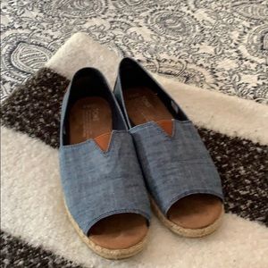 Toms Chambray Open Toe Slip-On
